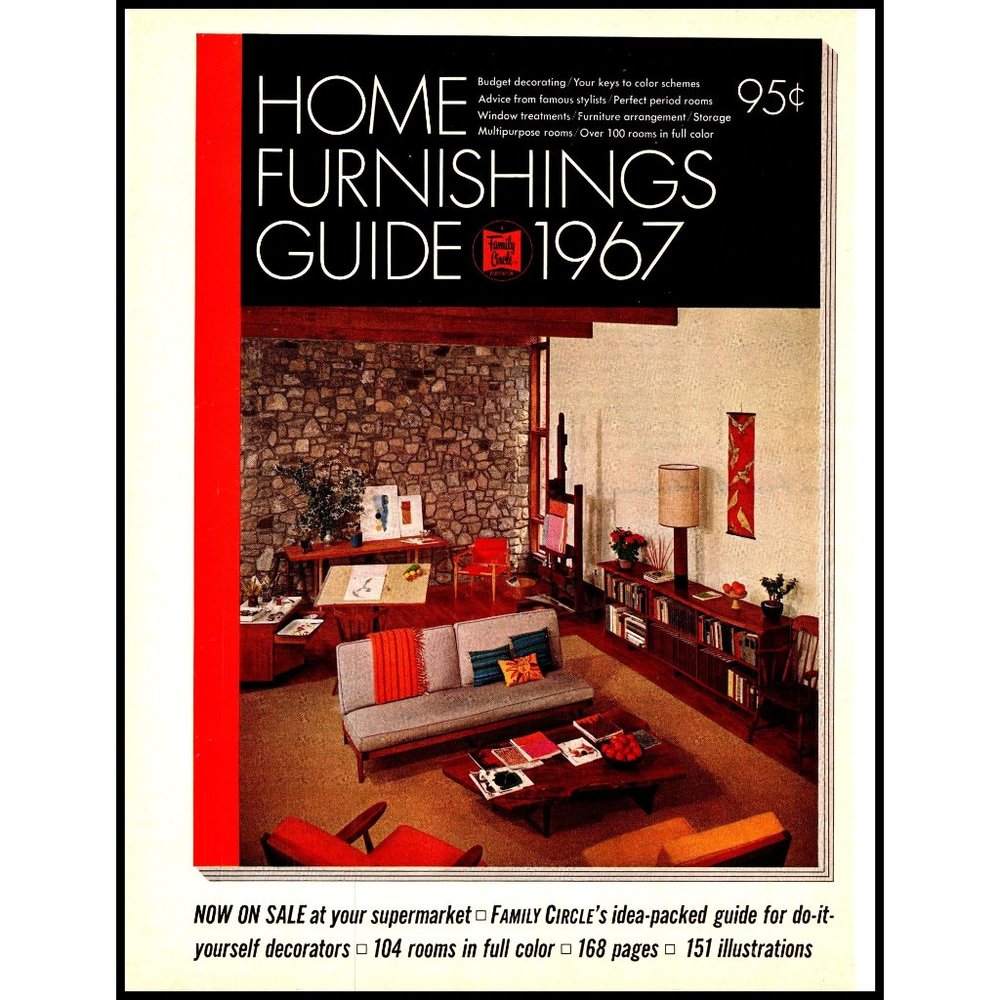 1967 Family Circle Home Furnishings Guide Vintage Print Ad MCM Nakashima Art